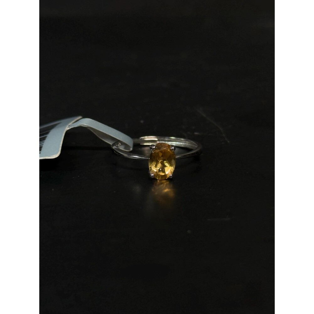 925 Sterling Natural Brazilian Citrine Ring Adjustable Size 6 1.3g Oval Solitair